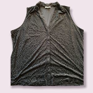 Calvin Klein Sleeveless Sparkle Leopard Spot Blous-Size 2X